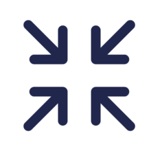 Blaues Icon mit vier Pfleilen die in die Mitte zeigen