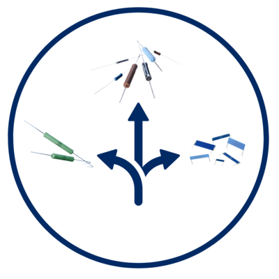 Pfeile in Richtung der Produktbilder Hochspannungswiderstände